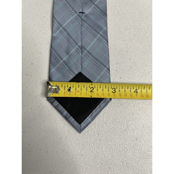 Calvin Klein Gray Plaid Pattern Silk Blend Slim Designer Tie NWT - Picture 7 of 7